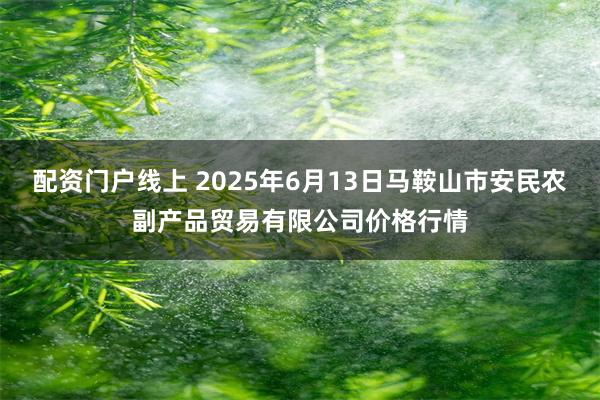 配资门户线上 2025年6月13日马鞍山市安民农副产品贸易有限公司价格行情