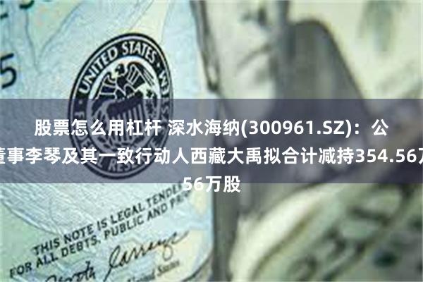 股票怎么用杠杆 深水海纳(300961.SZ)：公司董事李琴及其一致行动人西藏大禹拟合计减持354.56万股